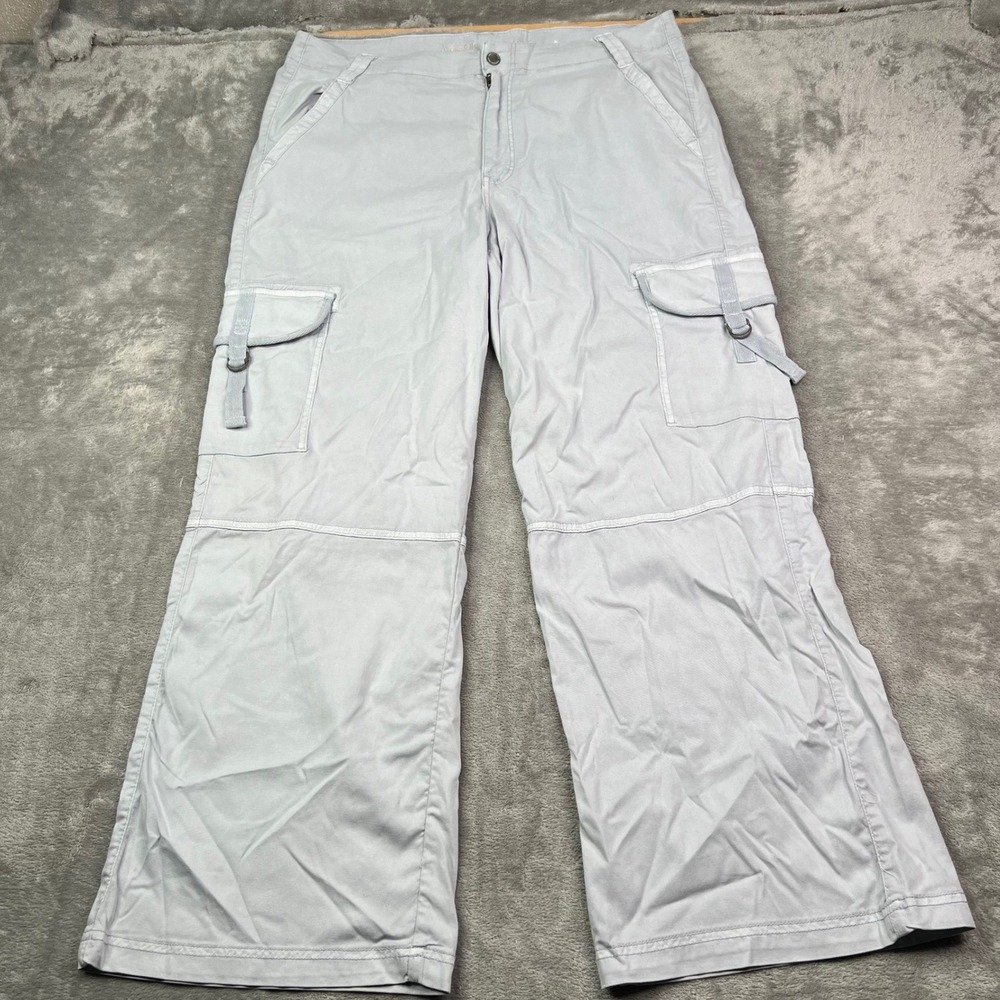 American Eagle Super High-Rise Baggy Wide Leg Cargo Pants Womens 16 Gray Stretch